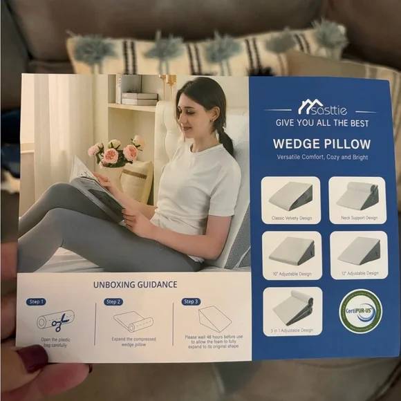 Satie Wedge Pillow - Versatile Gray Comfort with adjustable design. Never used. - Picture 1 of 4